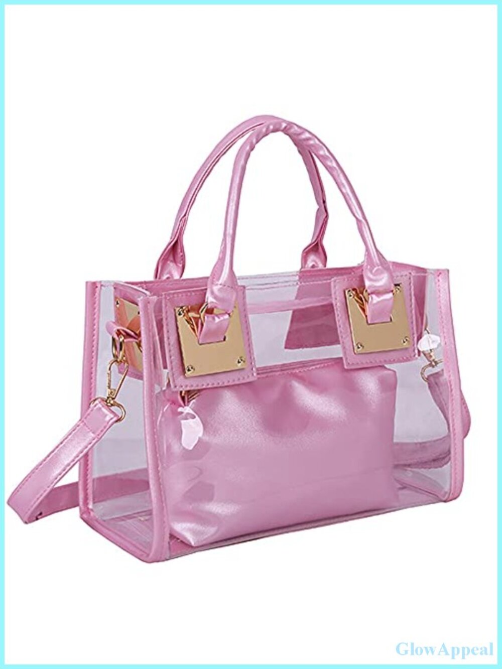 Clear PVC Transparent Crossbody Bag 2Pc Set Satchel Stadium Approved